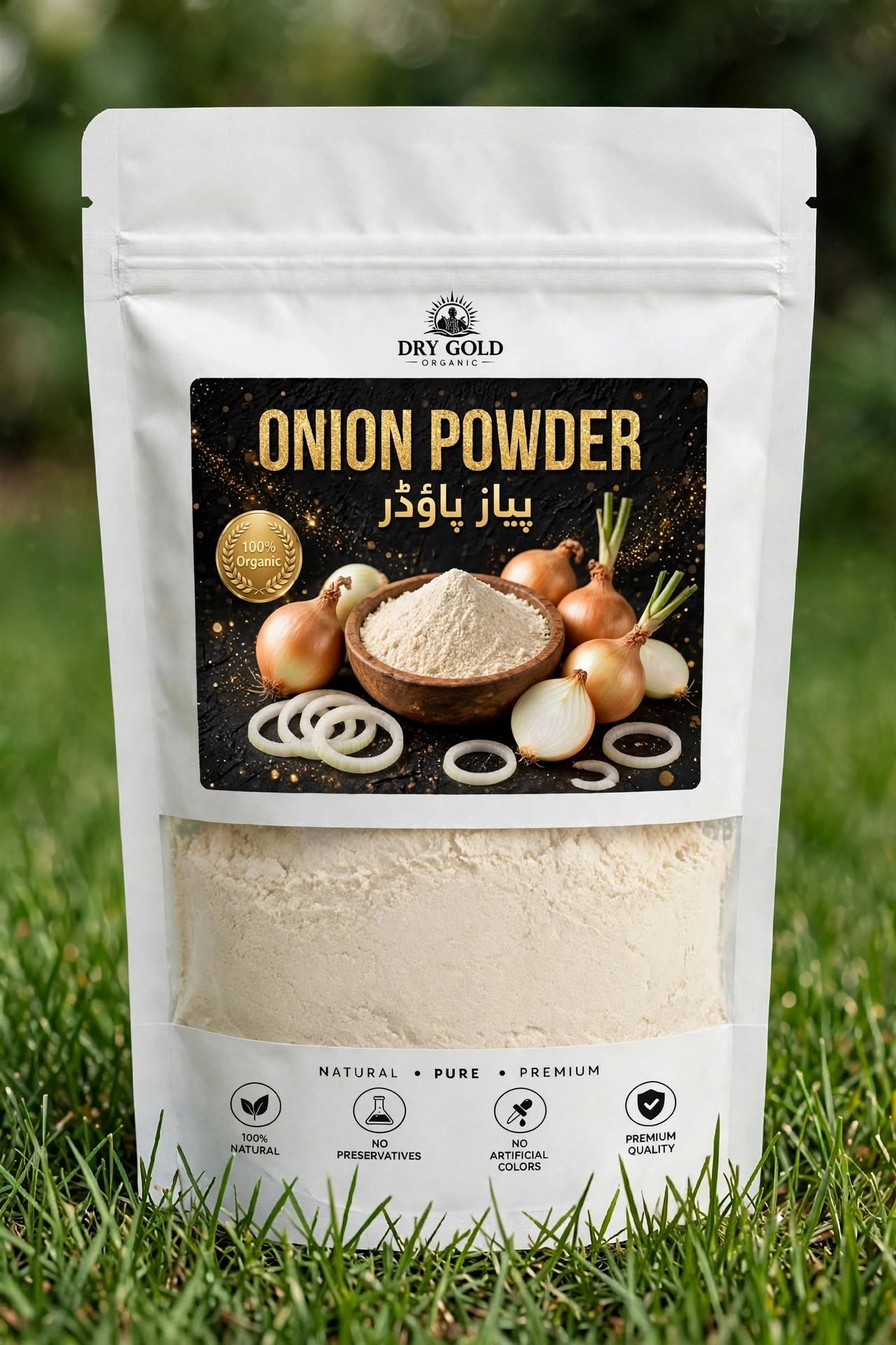Dry Gold Organic Onion Powder pouch