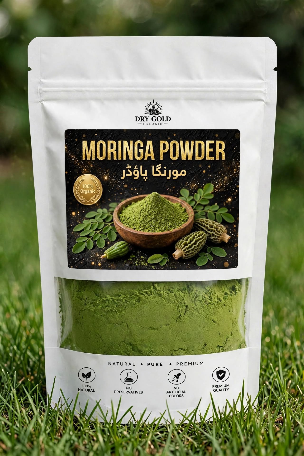 Dry Gold Organic Moringa Powder pouch