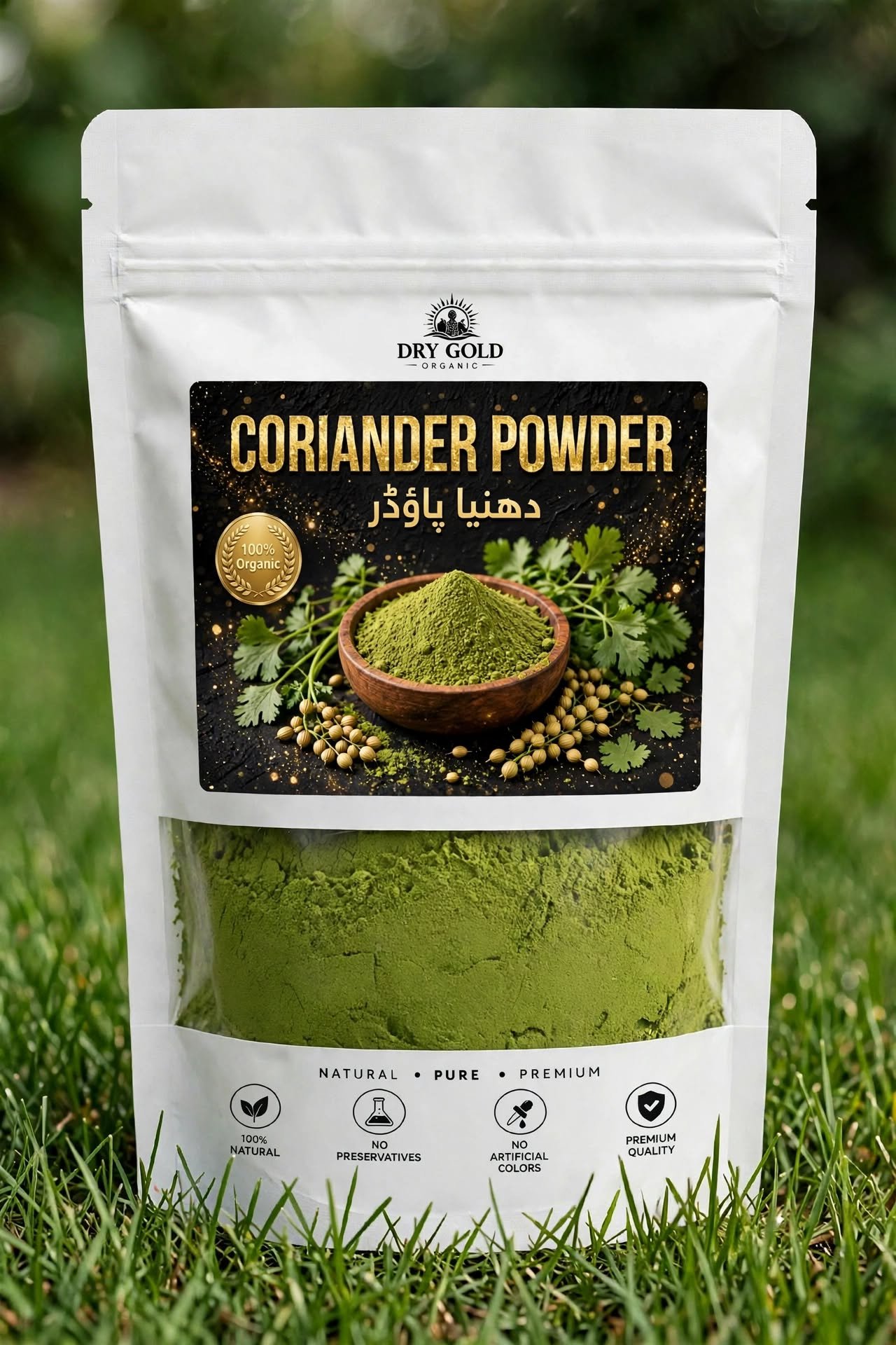 Dry Gold Organic Coriander Powder pouch
