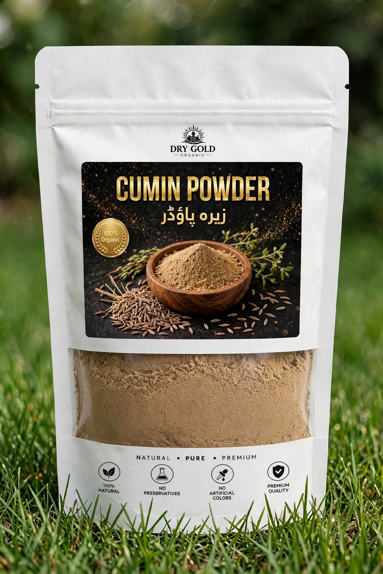 Dry Gold Organic Cumin Powder pouch